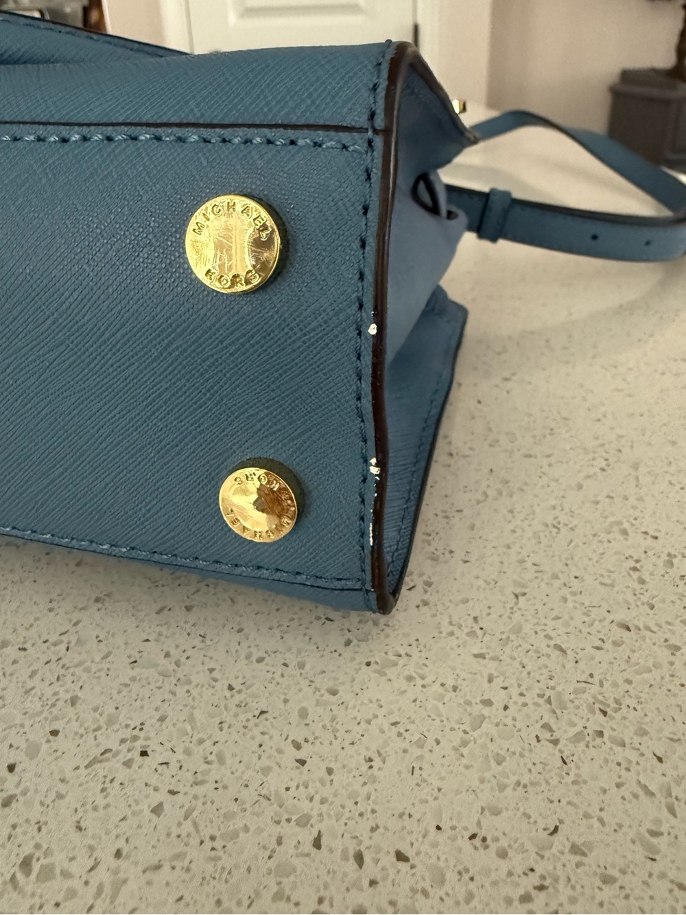 Michael Kors Dusty Blue Saffiano Leather Satchel with Gold Hardware - Picture 4 of 8